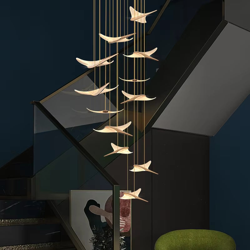 Seagull Modern Chandelier Led Duplex Attic Lamp Stair Chandelier Living Room Hall Stairwell Lamp Nordic Restaurant Chandelier
