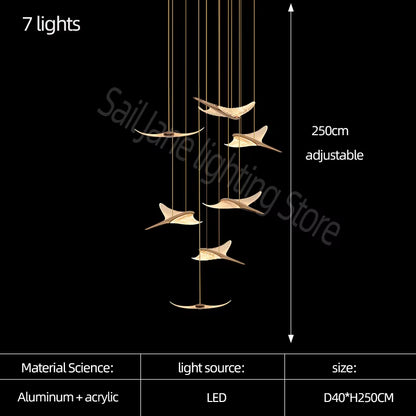 Seagull Modern Chandelier Led Duplex Attic Lamp Stair Chandelier Living Room Hall Stairwell Lamp Nordic Restaurant Chandelier