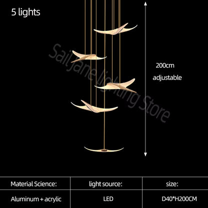Seagull Modern Chandelier Led Duplex Attic Lamp Stair Chandelier Living Room Hall Stairwell Lamp Nordic Restaurant Chandelier