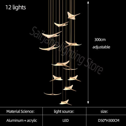 Seagull Modern Chandelier Led Duplex Attic Lamp Stair Chandelier Living Room Hall Stairwell Lamp Nordic Restaurant Chandelier