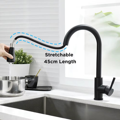 Kitchen Faucet Silver Color Surface Hot and Cold Water Faucet Kitchen Sink Faucet Pull-Out Kitchen Faucet Single Hole Tap866068