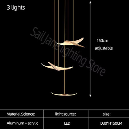 Seagull Modern Chandelier Led Duplex Attic Lamp Stair Chandelier Living Room Hall Stairwell Lamp Nordic Restaurant Chandelier